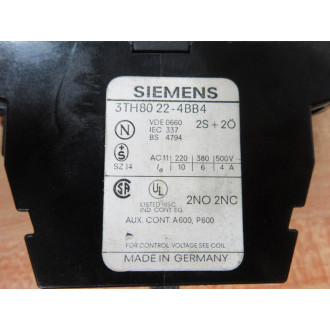 Siemens 3TH80 22-4BB4 Contactor 3TH80224BB4 - Used