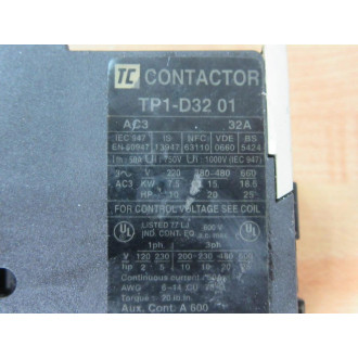 Shamrock Controls TP1-D32 01 BD Contactor TP1D3201BD - Used