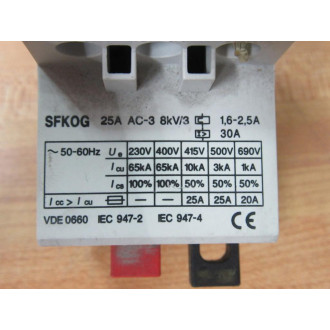 General Electric SFK0G Motor Protection Circuit Breaker SFKOG - Used