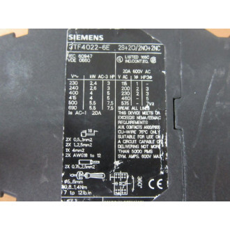 Siemens 3TF4022-6E Contactor 3TF40226E - Used