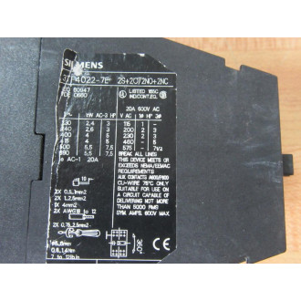 Siemens 3TF4022-7E Contactor 3TF40227E - Used