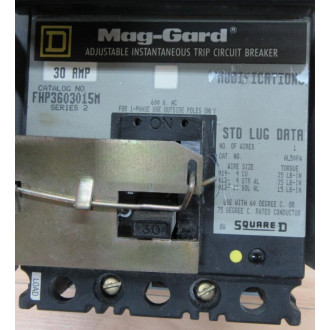 Square D FHP3603015M Circuit Breaker W Mounting Assembly - Used