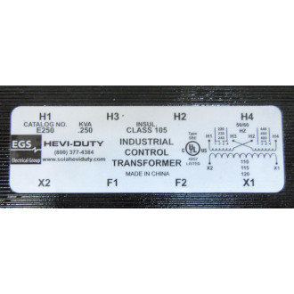 SolaHevi Duty E250 Industrial Control Transformer WShields - New No Box