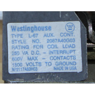 Cutler Hammer-Westinghouse DPM Contactor 2087A40G03 - Used
