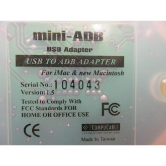 Mini-ADBCompuCable 104043 USB to ADB Adapter - New No Box