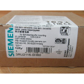 Siemens 3RU2116-0HB0 Overload Relay 3RU21160HB0