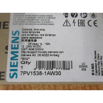 Siemens 7PV1538-1AW30 Time Relay 7PV15381AW30