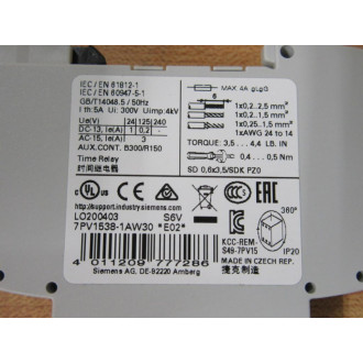 Siemens 7PV1538-1AW30 Time Relay 7PV15381AW30