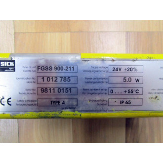 Sick Optic FGSS 900-211 Light Curtain Transmitter FGSS900211 10127855W - Used