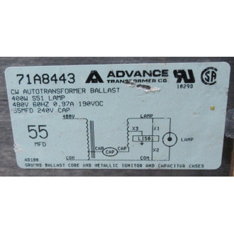 Advance 71A8443-001D Core & Coil Ballast Kit 71A8443001D Transformer Only - Used