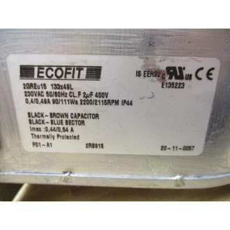 Ecofit 20GREu15 133x49L Motorized Fan 20GREU15133X49L W 4 Pin Female Connector - New No Box
