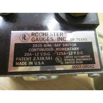 Rochester Gauges 2835 MAK-SAF Switch - New No Box