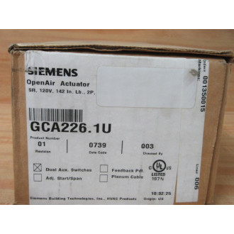 Siemens GCA226.1U Open Air Actuator GCA2261U 142 lb.In