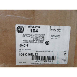 Allen Bradley 104-C16EJ22 Reversing Contactor 104C16EJ22