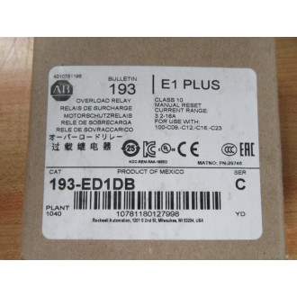 Allen Bradley 193-ED1DB Overload Relay 193ED1DB