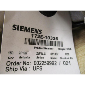 Siemens 172E-10326 ValveActuator Assy 172E10326 - Used