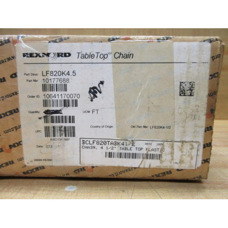 Rexnord 10177688 Table Top Chain LF820-4.5IN 6' Length, 2 Pieces