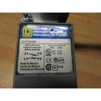 Square D 9007-C54B2 Limit Switch 9007C54B2 WLever Arm, Operating Head - Used