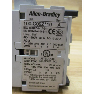 Allen Bradley 104-C09ZJ22 Reversing Contactor Series B - Used