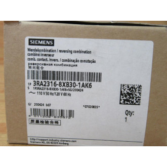Siemens 3RA2316-8XB30-1AK6 Reversing Contactor 3RA23168XB301AK6