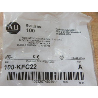 Allen Bradley 100-KFC22 Auxiliary Contact Block 100KFC22