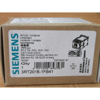 Siemens 3RT2016-1FB41 Contactor 3RT20161FB41