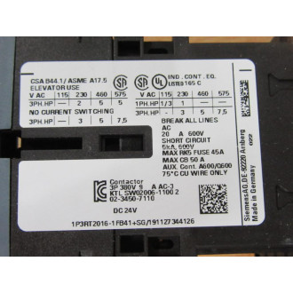 Siemens 3RT2016-1FB41 Contactor 3RT20161FB41