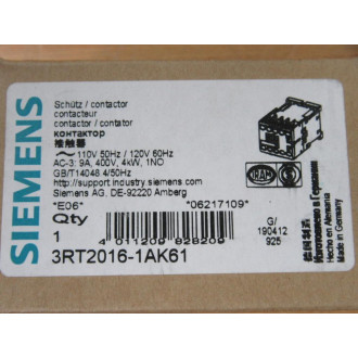 Siemens 3RT2016-1AK61 Contactor 3RT20161AK61