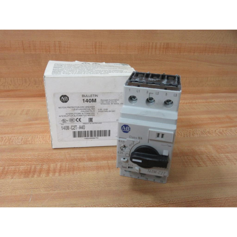 Allen Bradley 140M-C2T-A40 Motor Protector Circuit Breaker 140MC2TA40 Allen Bradley 140M-C2T-A40 Motor Protector Circuit Breaker 140MC2TA40
