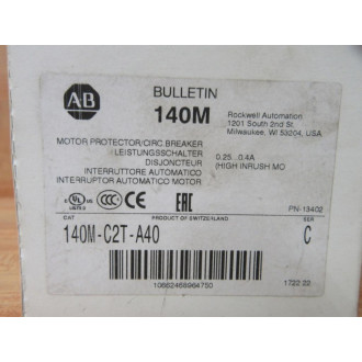 Allen Bradley 140M-C2T-A40 Motor Protector Circuit Breaker 140MC2TA40