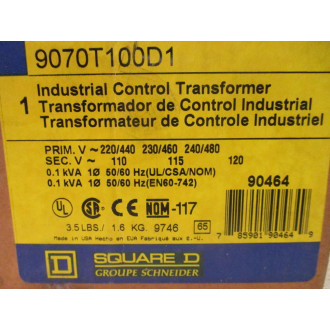 Square D 9070T100D1 Industrial Control Transformer 90464