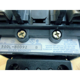 Allen Bradley 500L-B0D92 NEMA Lighting Contactor 500L-BOD92 - New No Box