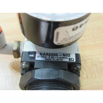 SMC NAR2000-N02 Pneumatic Regulator NAR2000N02 wGauge - Used