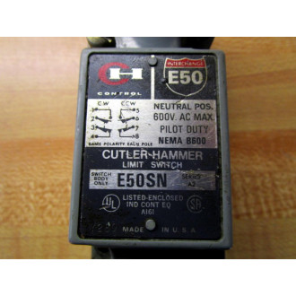 Cutler Hammer E50SN Eaton Limit Switch Body E50 WE50DN1 (1) Roller - Used