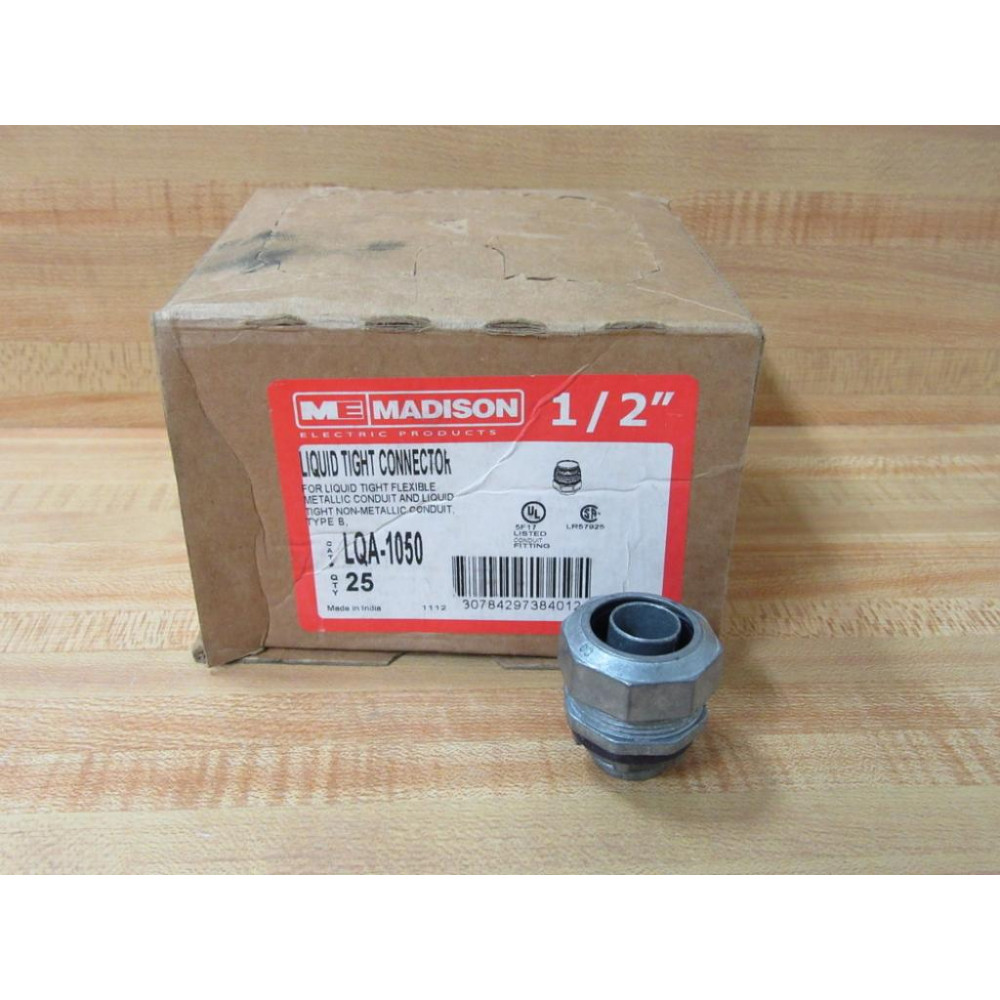 Madison LQA-1050 12" Liquid Tight Connector LQA1050 (Pack of 25) Madison LQA-1050 12" Liquid Tight Connector LQA1050 (Pack of 25)