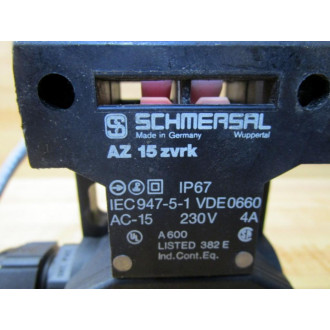 Schmersal AZ 15 ZVRK Safety Interlock Switch WSide Conn. & Key - Used