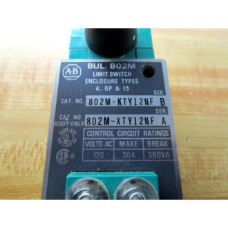 Allen Bradley 802M-KTY12NF Limit Switch WRoller 802MKTY12NF - Used