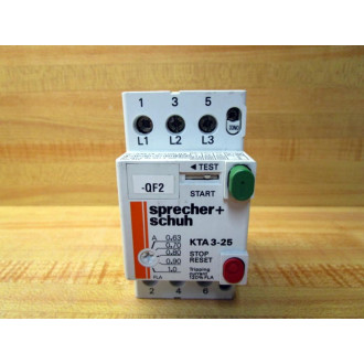 Sprecher + Schuh KTA3-25-1A Motor Starter Protector KTA3251A QF2 - Used