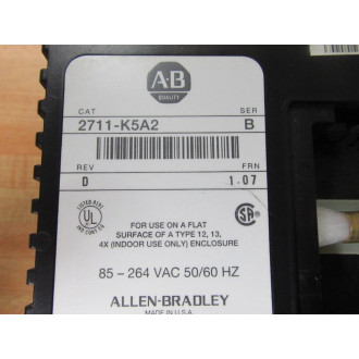 Allen Bradley 2711-K5A2 Operator Interface 2711K5A2 wo Back Cover - Used