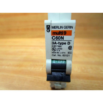 Merlin Gerin 60121 Schneider 3A Breaker Square D MG60121 WO Din Rail - Used