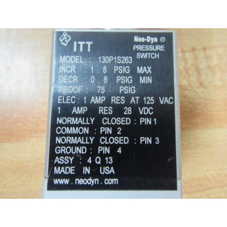 ITT 130P1S263 Neo-Dyn Pressure Switch - New No Box