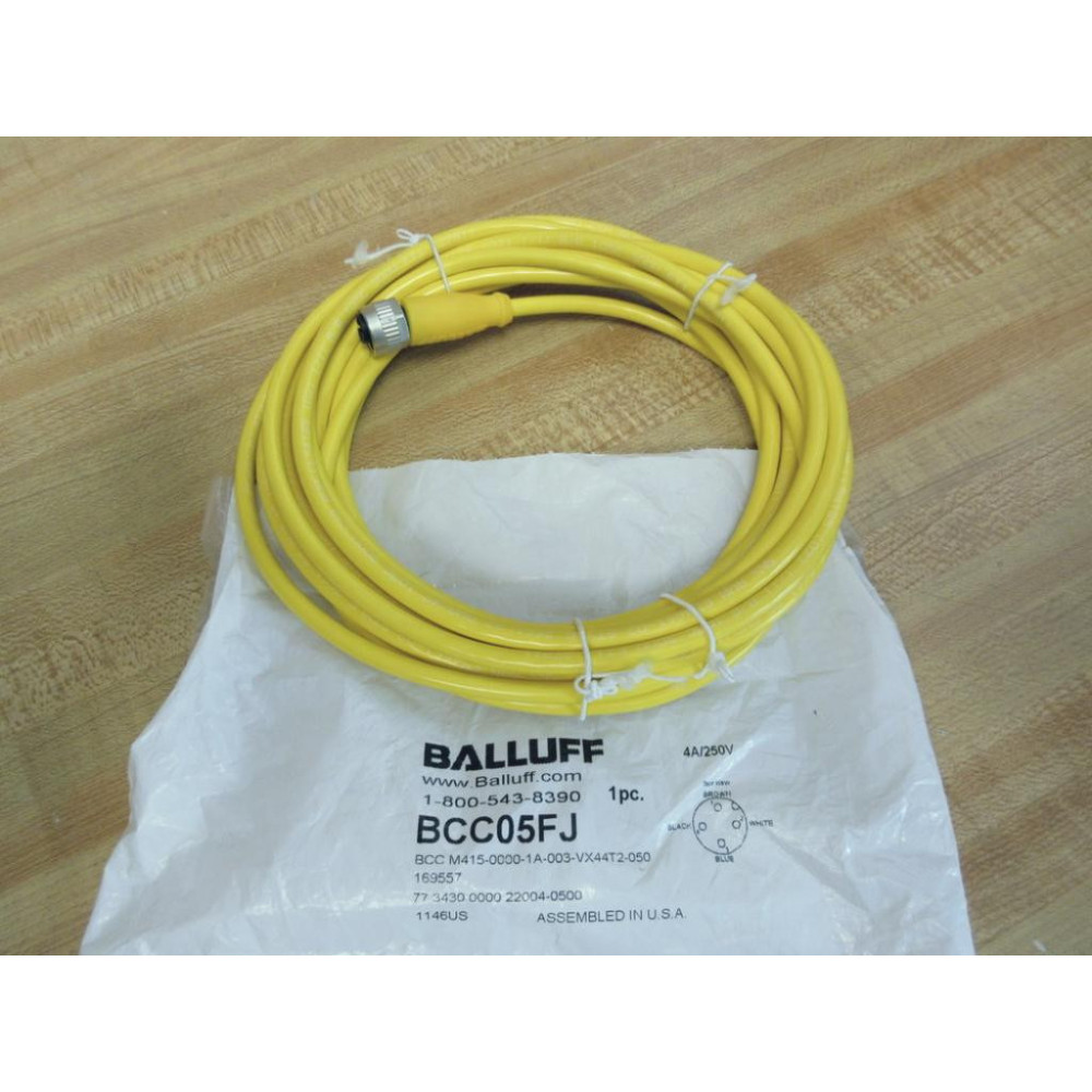 Balluff BCC05FJ Single-Ended Cordset BCCM415-0000-1A-003-VX44T2-050 Balluff BCC05FJ Single-Ended Cordset BCCM415-0000-1A-003-VX44T2-050
