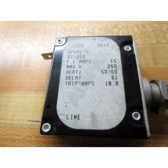 Airpax UPGN1-1-61-153 Circuit Breaker UPGN1161153 - Used