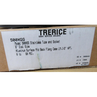 Trerice 500XGG Pressure Gauge 6" W Cracked Glass 0-60 PSI