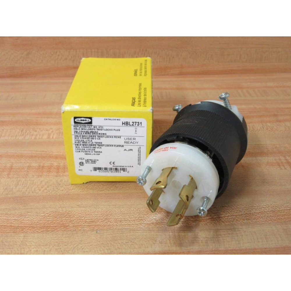 Hubbell HBL2731 Insulgrip Twist-Lock Plug