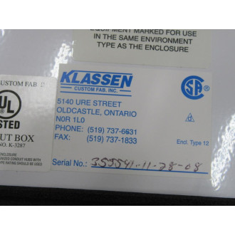 Klassen K-3287 Cut Out Box Enclosure K3287 24" x 21" x 10" - New No Box