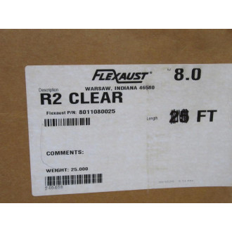 Flexaust 8011080025 8" R2 Clear Lightweight Hose