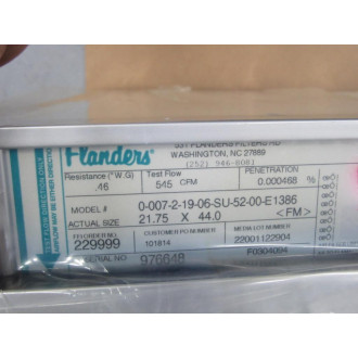 Flanders 0-007-2-19-06-SU-52-00-E1386 Filter Penetration 0.000468%