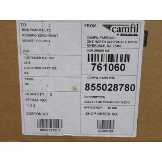 Camfil Farr 855028780 Megalam Panel QQ-22.75-46.75-9-40-VU-1D-3D-0 (Pack of 4)