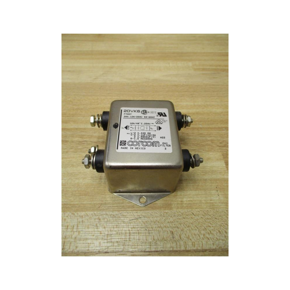 Corcom 20VK6 RFI Power Line Filter F7357 - Used